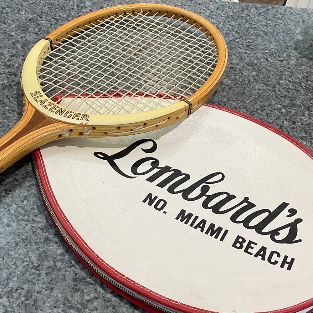 Slazenger racket with Lombard’s racket cover 1970’s